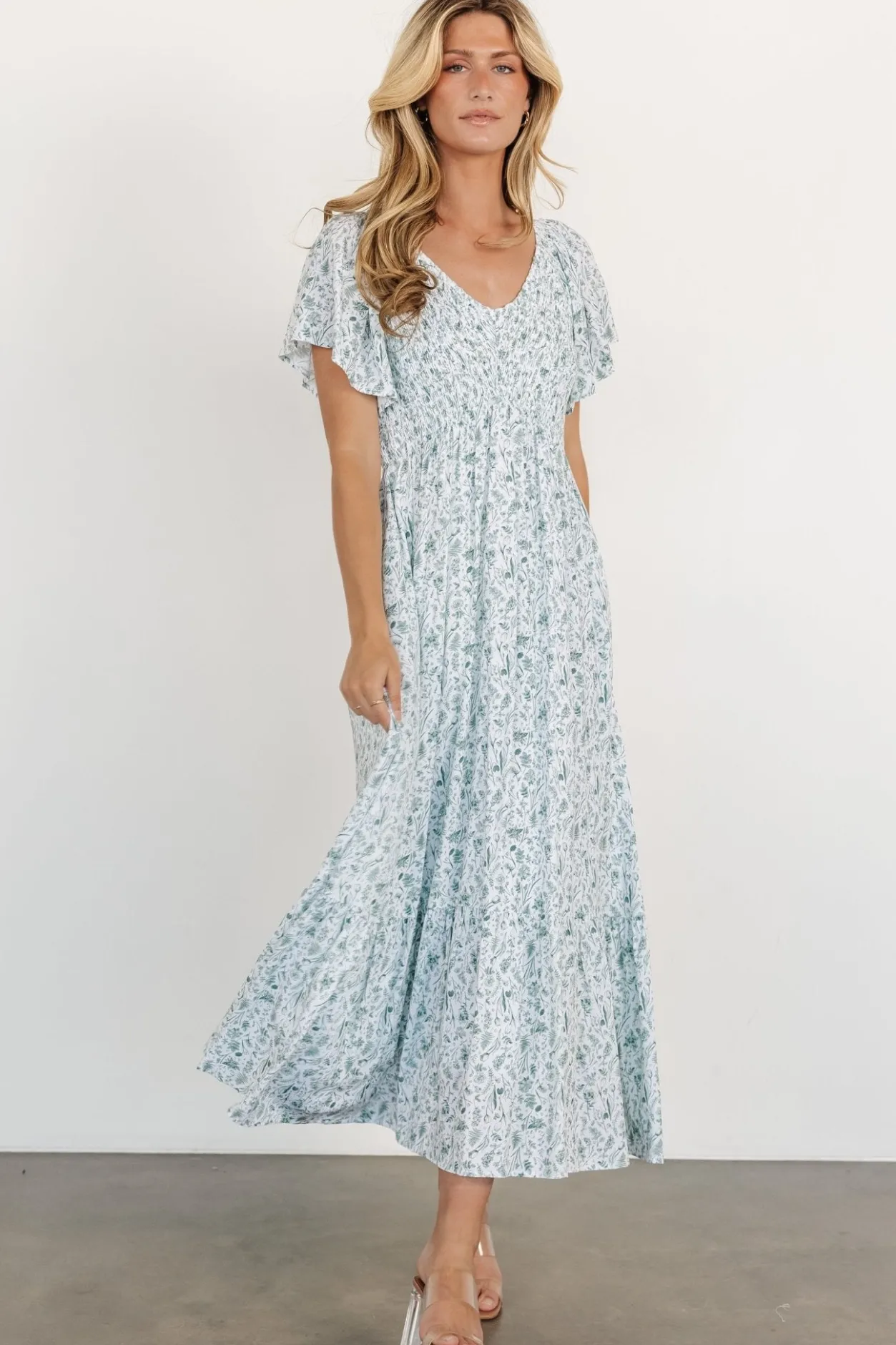 Clearance Baltic Born Joanie Smocked Dress | White + Sage White+Sage