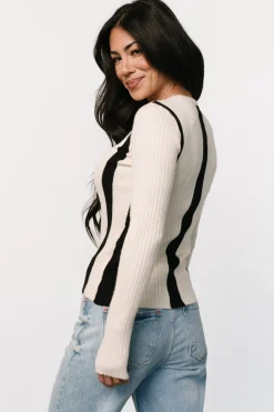New Baltic Born Jolene Ribbed Sweater Top | Natural + Black Stripe Natural+BlackStripe