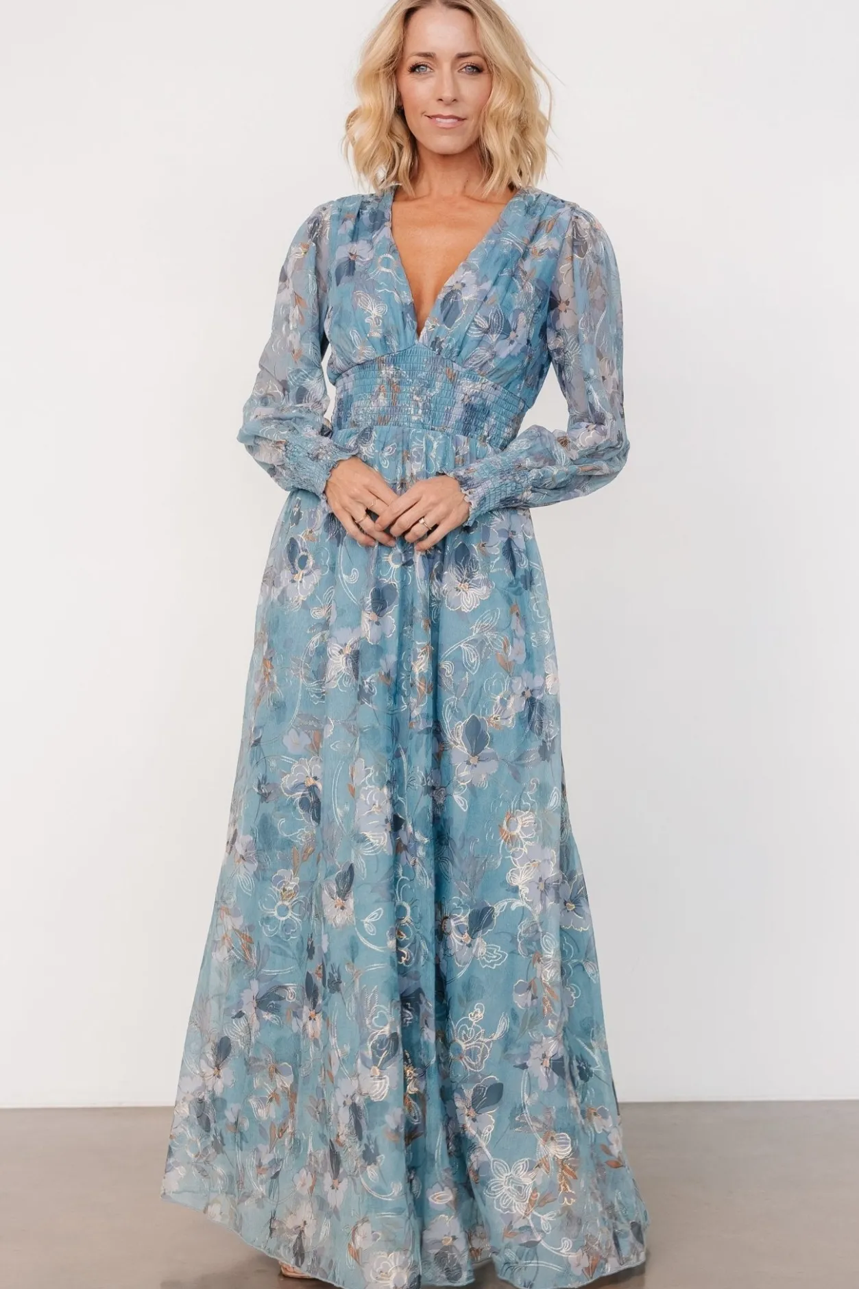 Hot Baltic Born Jolie Embroidered Tulle Dress | Blue + Gold Floral Blue+GoldFloral