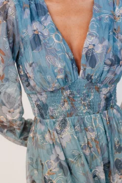Hot Baltic Born Jolie Embroidered Tulle Dress | Blue + Gold Floral Blue+GoldFloral