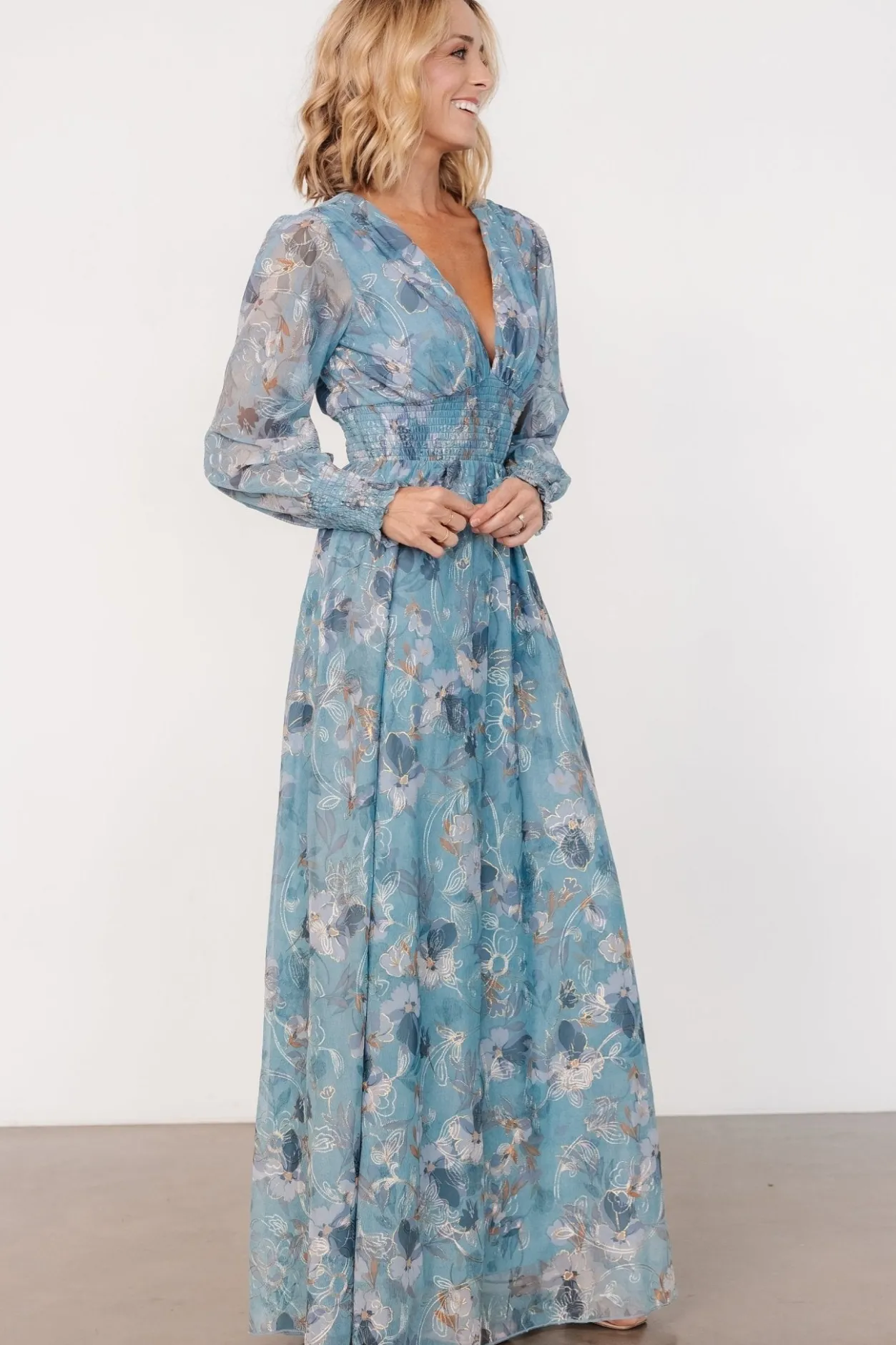 Hot Baltic Born Jolie Embroidered Tulle Dress | Blue + Gold Floral Blue+GoldFloral