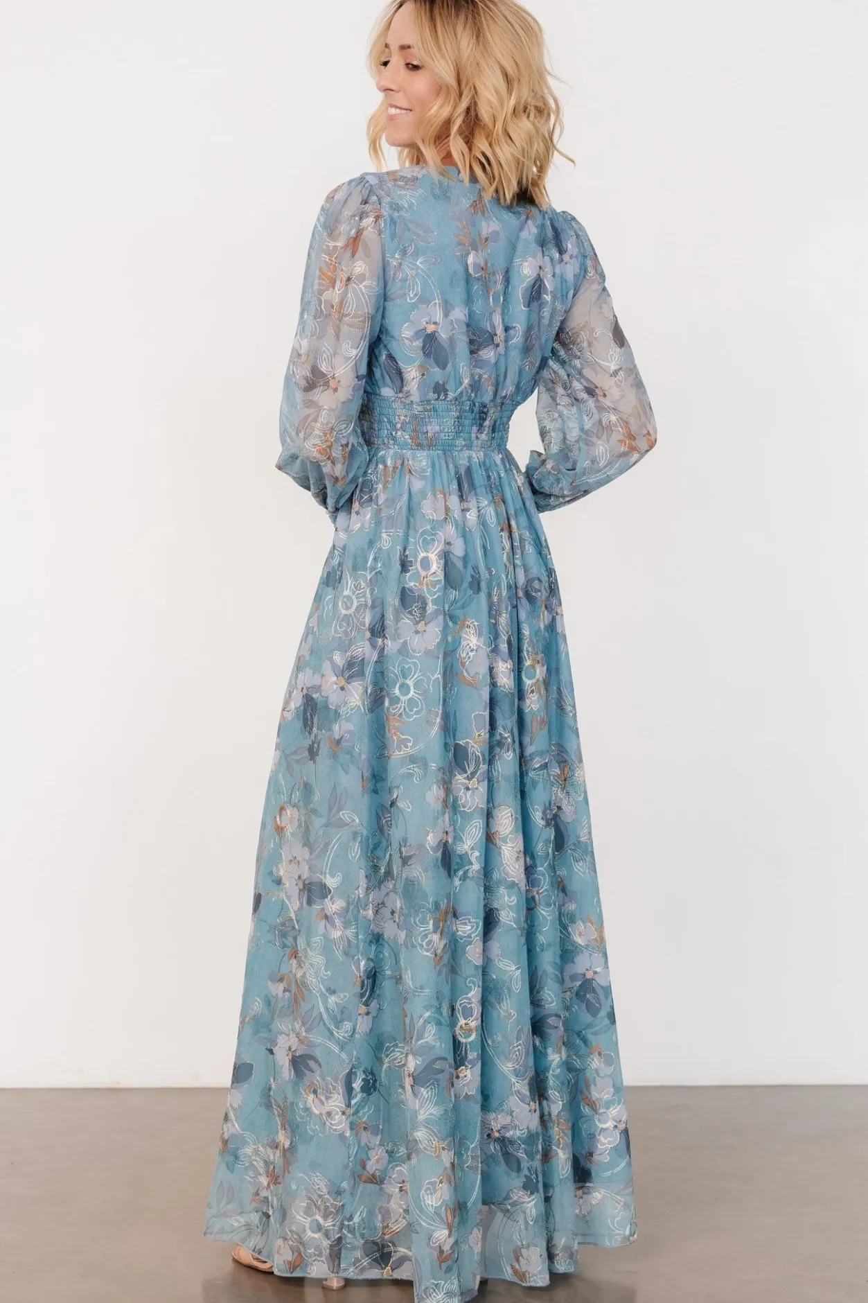 Hot Baltic Born Jolie Embroidered Tulle Dress | Blue + Gold Floral Blue+GoldFloral