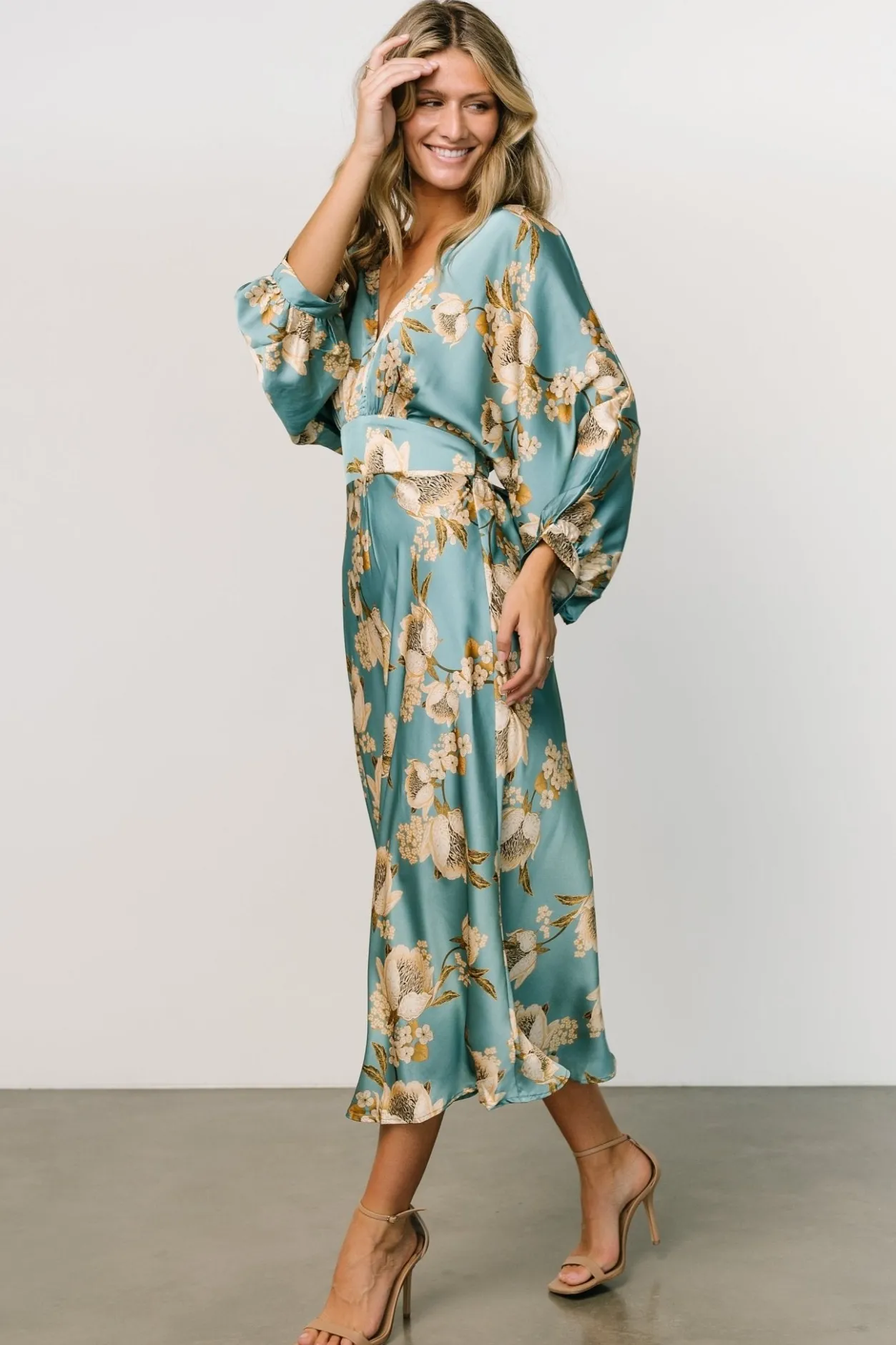Outlet Baltic Born Joni Satin Midi Dress | Blue Multi BlueMulti
