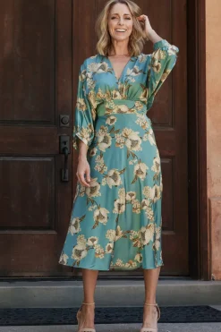 Outlet Baltic Born Joni Satin Midi Dress | Blue Multi BlueMulti