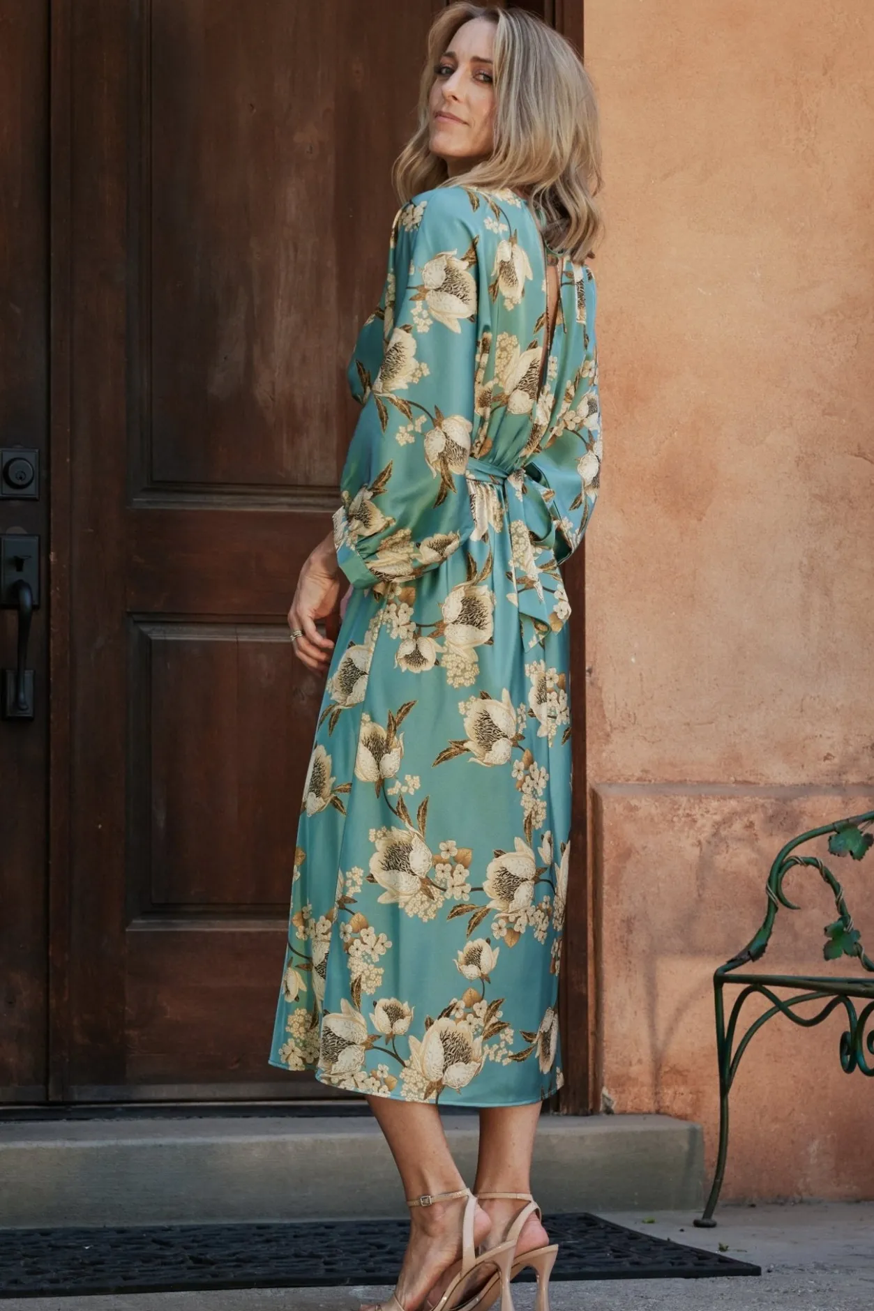 Outlet Baltic Born Joni Satin Midi Dress | Blue Multi BlueMulti