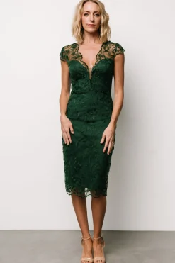 Discount Baltic Born Jordana Embroidered Midi Dress | Emerald