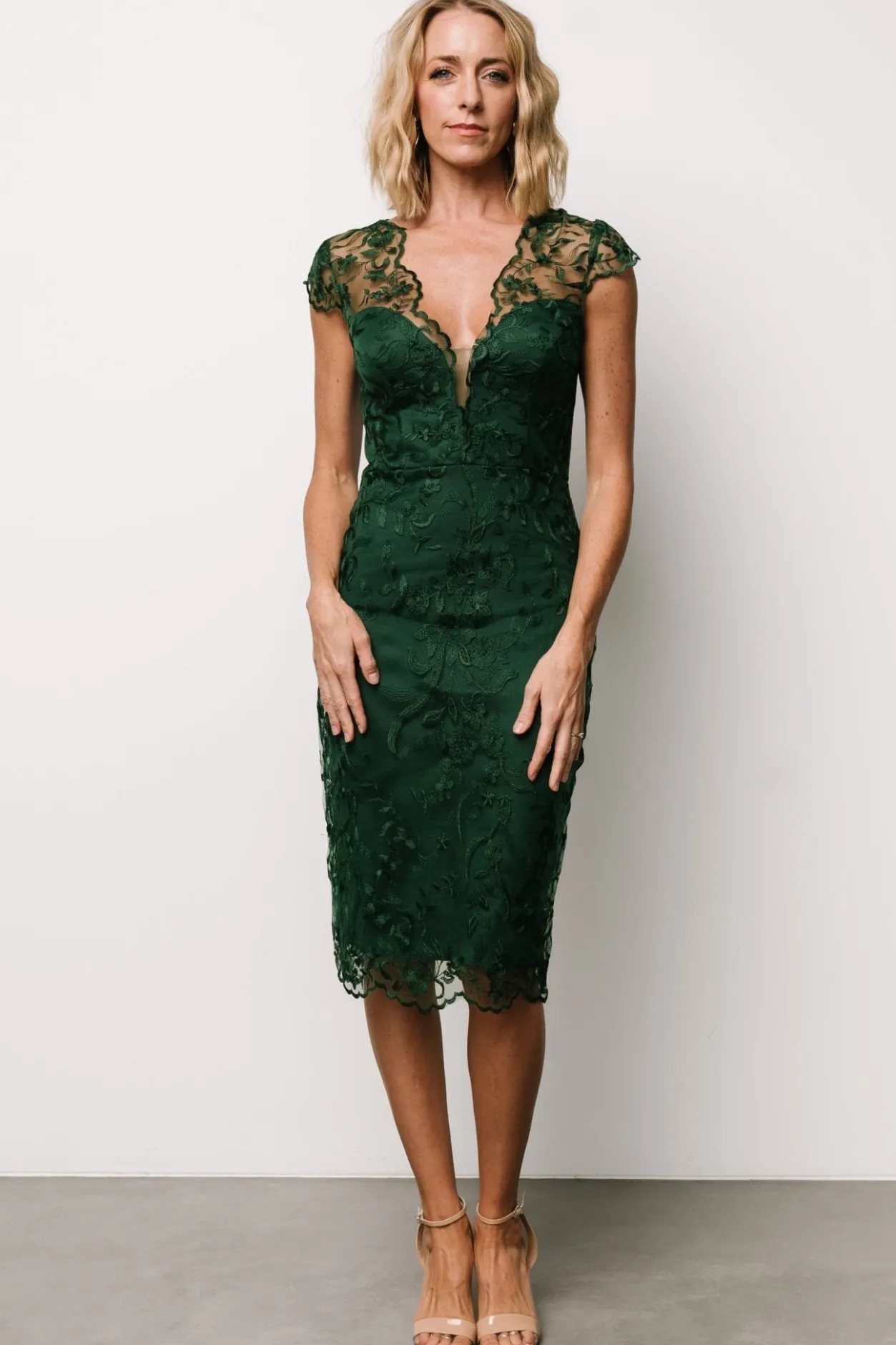 Discount Baltic Born Jordana Embroidered Midi Dress | Emerald