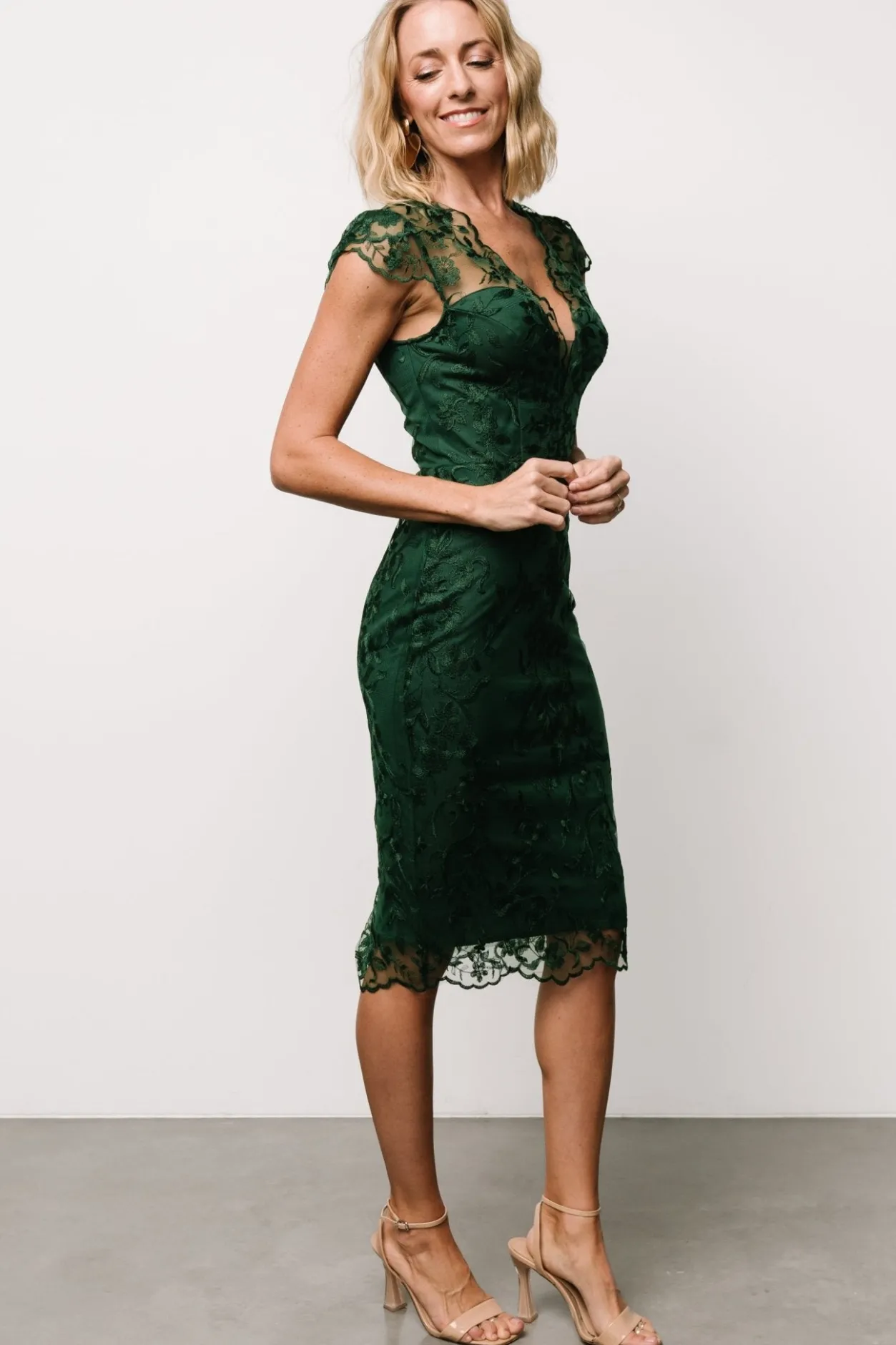 Discount Baltic Born Jordana Embroidered Midi Dress | Emerald