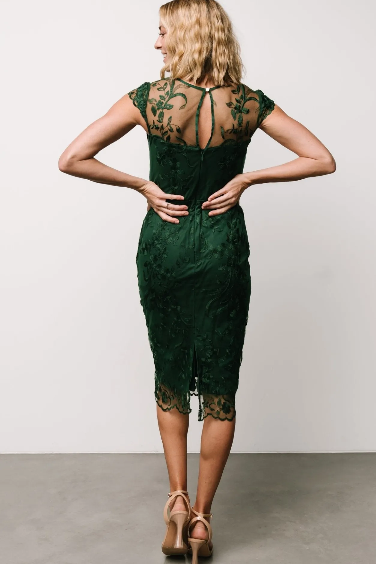 Discount Baltic Born Jordana Embroidered Midi Dress | Emerald