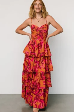 Fashion Baltic Born Joree Tiered Maxi Dress | Ginger + Fuschia Multi Ginger+FuschiaMulti