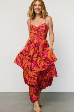 Fashion Baltic Born Joree Tiered Maxi Dress | Ginger + Fuschia Multi Ginger+FuschiaMulti