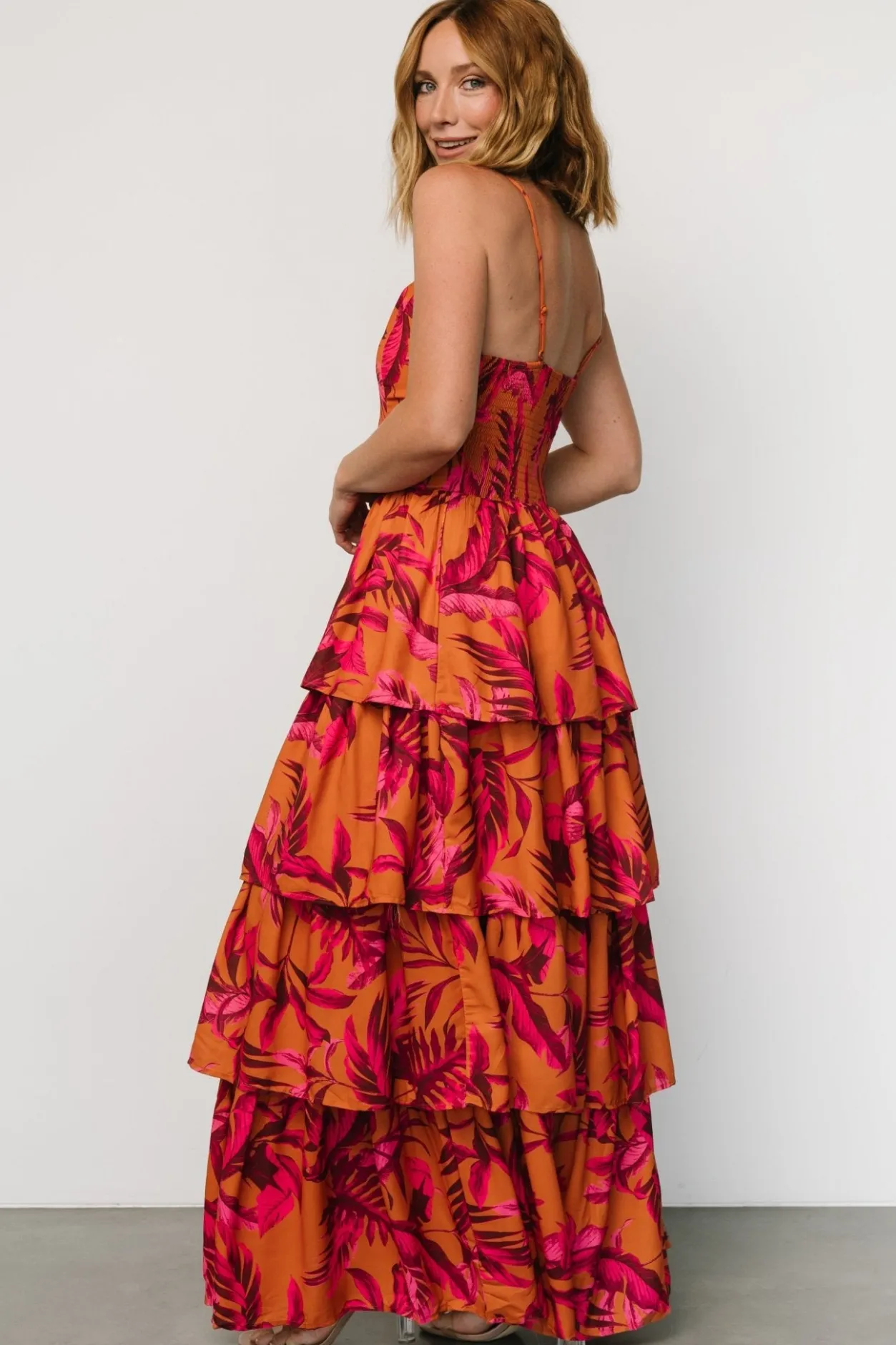 Fashion Baltic Born Joree Tiered Maxi Dress | Ginger + Fuschia Multi Ginger+FuschiaMulti