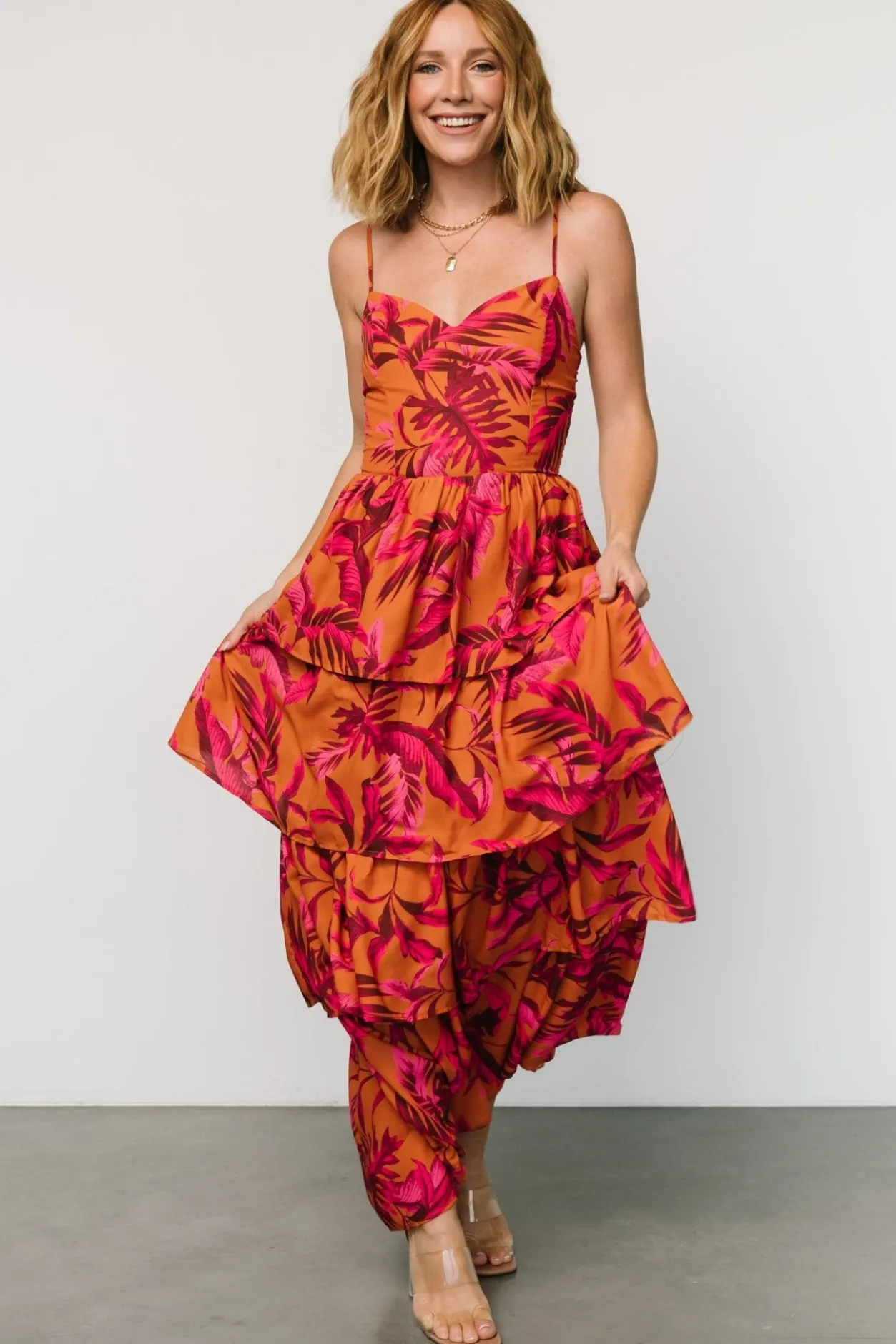 Fashion Baltic Born Joree Tiered Maxi Dress | Ginger + Fuschia Multi Ginger+FuschiaMulti