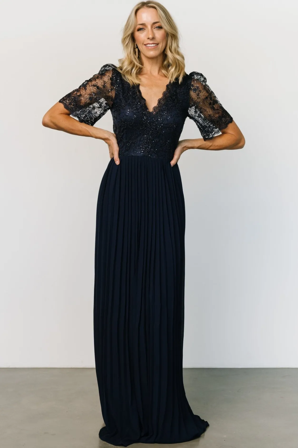 Sale Baltic Born Josephine Pleated Maxi Dress | Navy