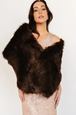 Best Baltic Born Jovie Faux Fur Shawl | Chocolate