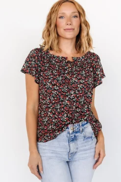 Online Baltic Born Jude Boho Top | Black + Red Black+Red