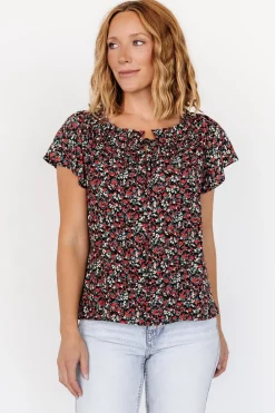 Online Baltic Born Jude Boho Top | Black + Red Black+Red