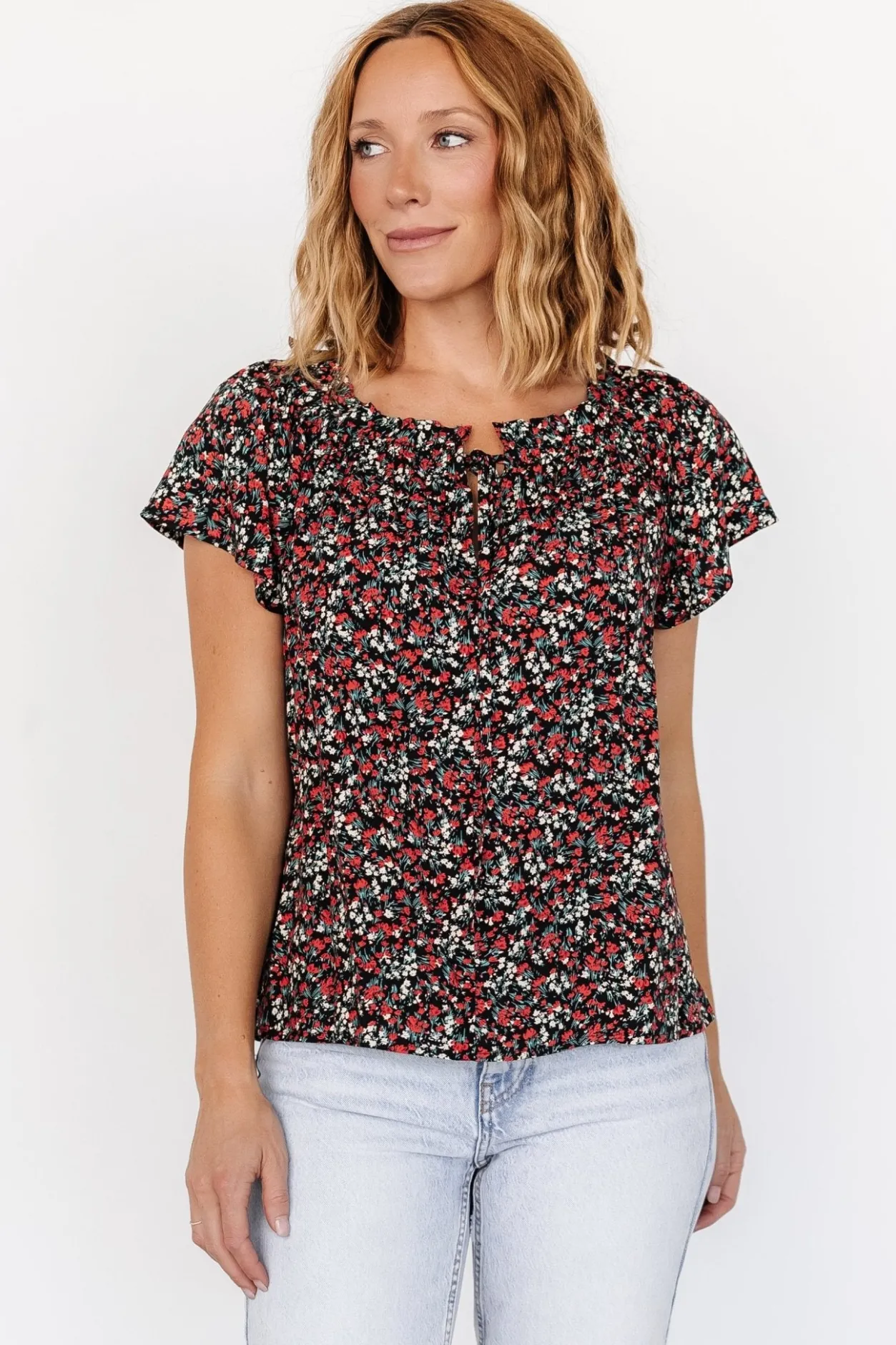 Online Baltic Born Jude Boho Top | Black + Red Black+Red