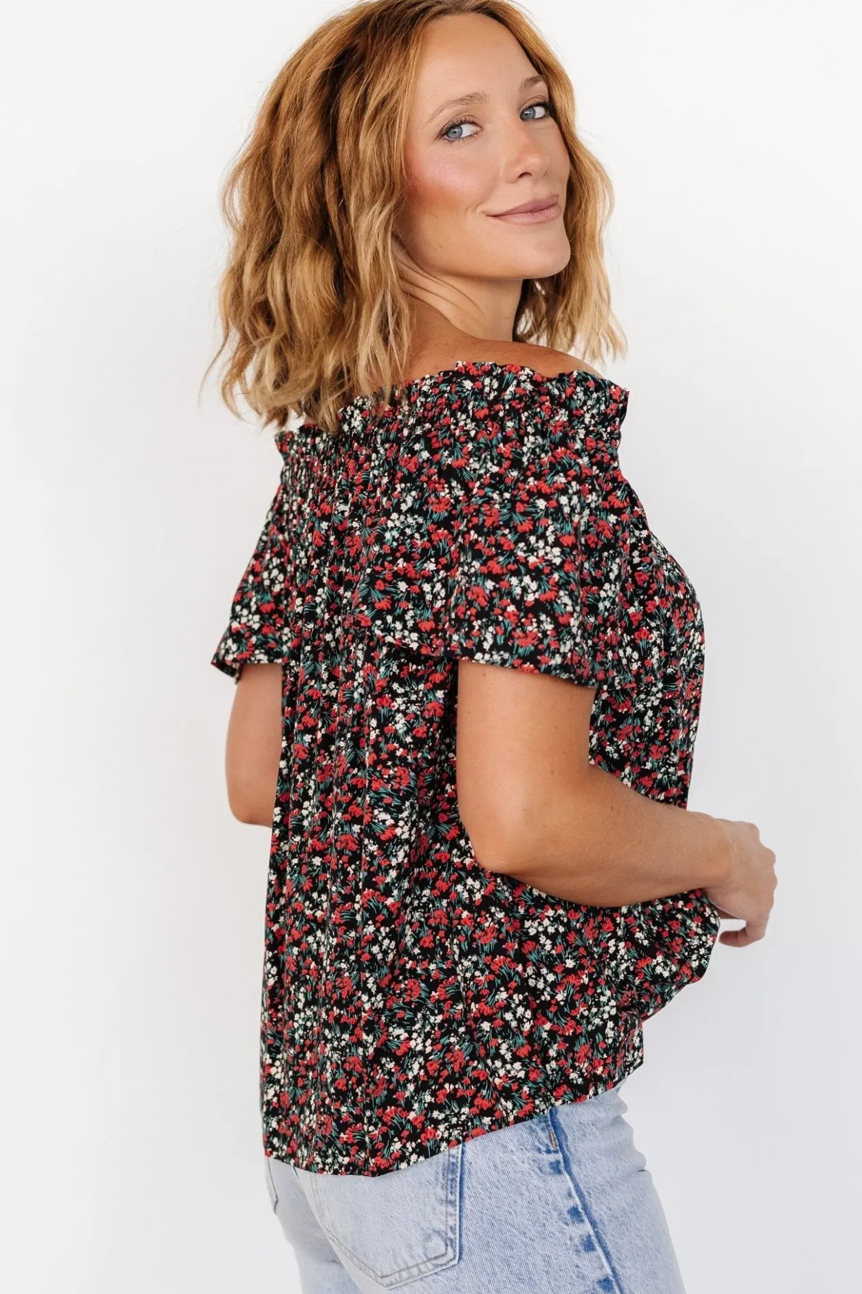 Online Baltic Born Jude Boho Top | Black + Red Black+Red