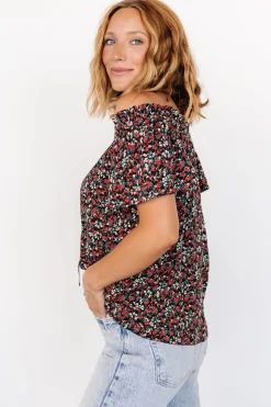 Online Baltic Born Jude Boho Top | Black + Red Black+Red