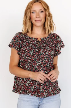 Online Baltic Born Jude Boho Top | Black + Red Black+Red