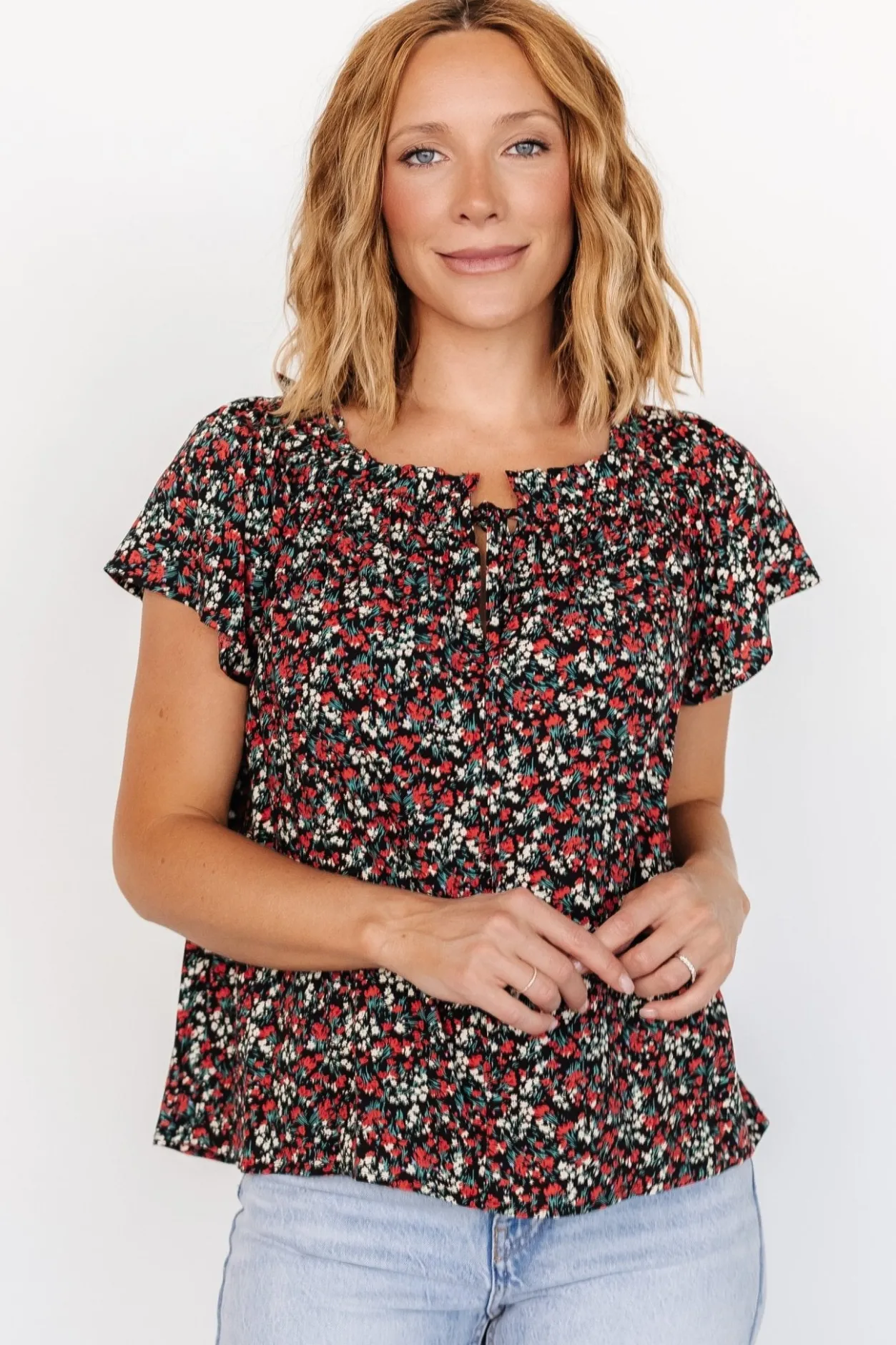 Online Baltic Born Jude Boho Top | Black + Red Black+Red