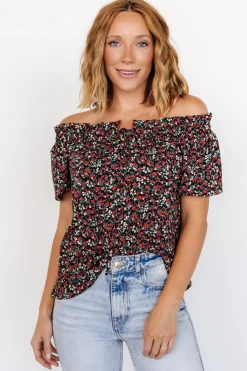 Online Baltic Born Jude Boho Top | Black + Red Black+Red