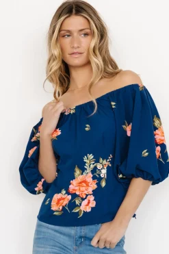 Clearance Baltic Born Julia Off Shoulder Top | Blue Multi BlueMulti