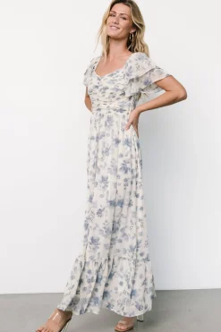 Hot Baltic Born Juliana Pleated Top Dress | Ivory + Blue Floral Ivory+BlueFloral