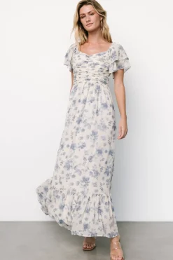 Hot Baltic Born Juliana Pleated Top Dress | Ivory + Blue Floral Ivory+BlueFloral