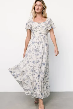 Hot Baltic Born Juliana Pleated Top Dress | Ivory + Blue Floral Ivory+BlueFloral