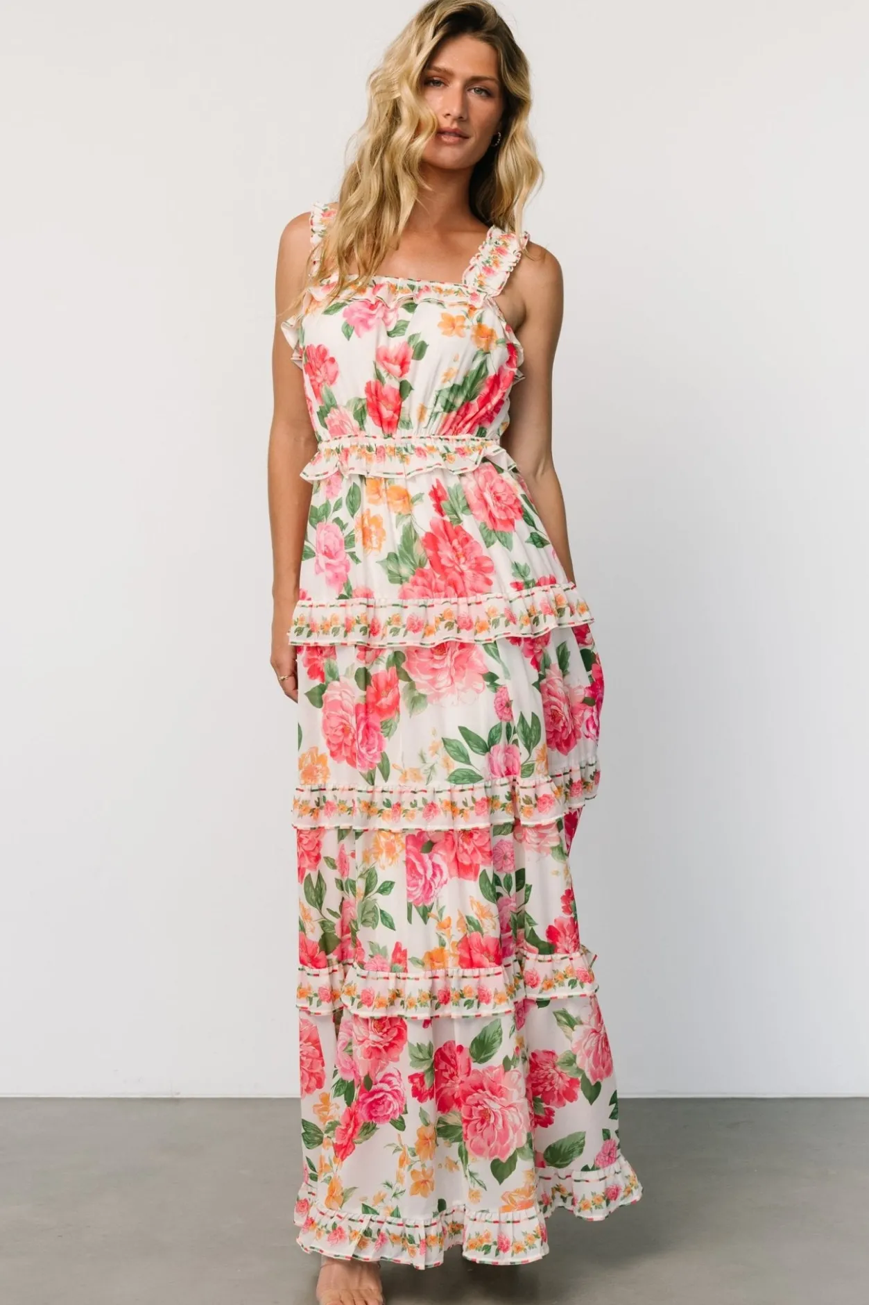 Best Baltic Born Julieta Tiered Maxi Dress | Off White Floral OffWhiteFloral