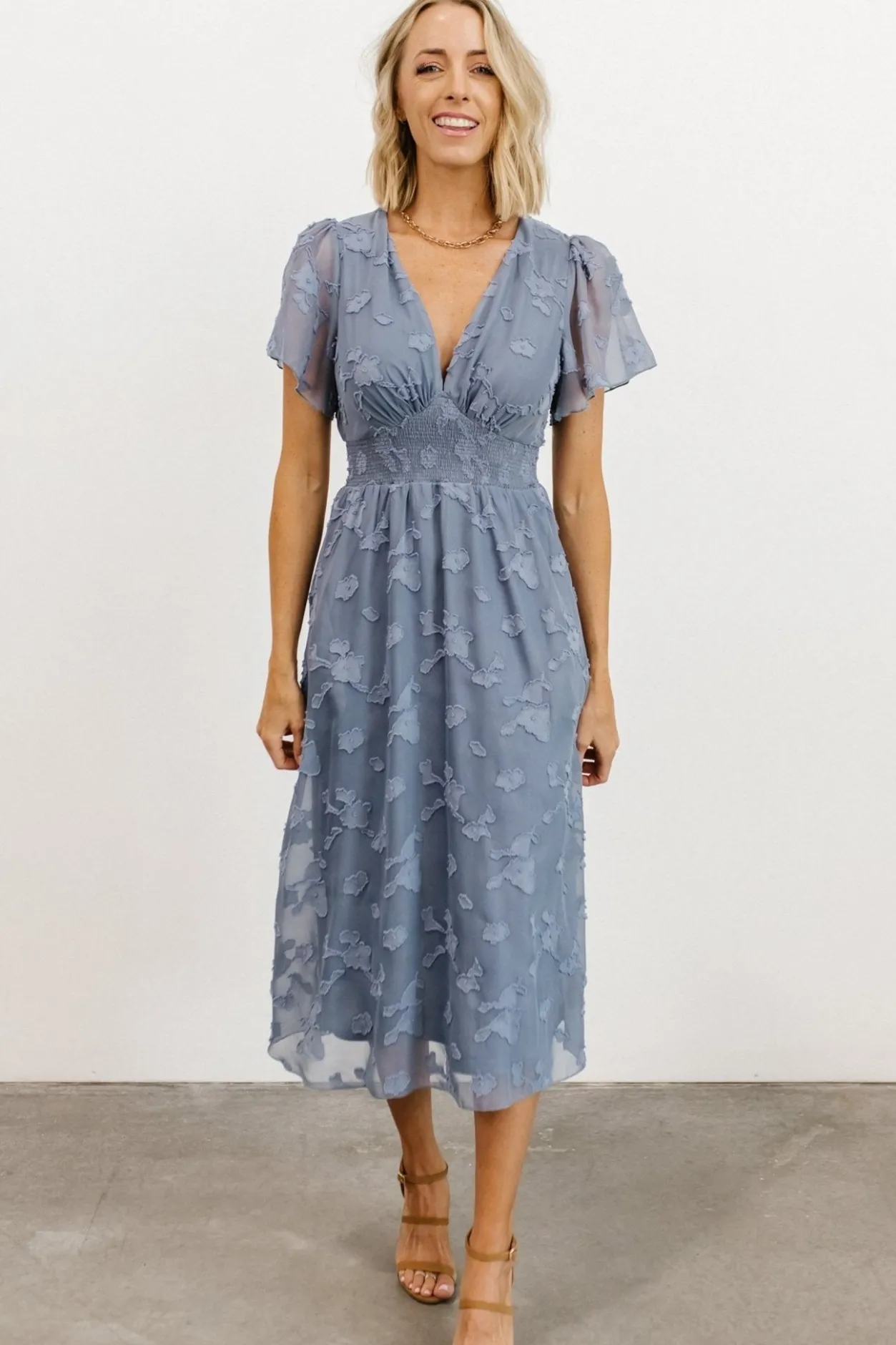 Sale Baltic Born June Smocked Midi Dress | Blue