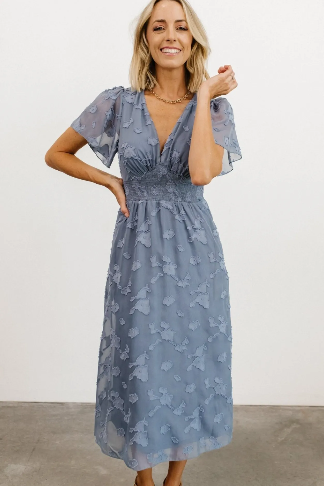 Sale Baltic Born June Smocked Midi Dress | Blue