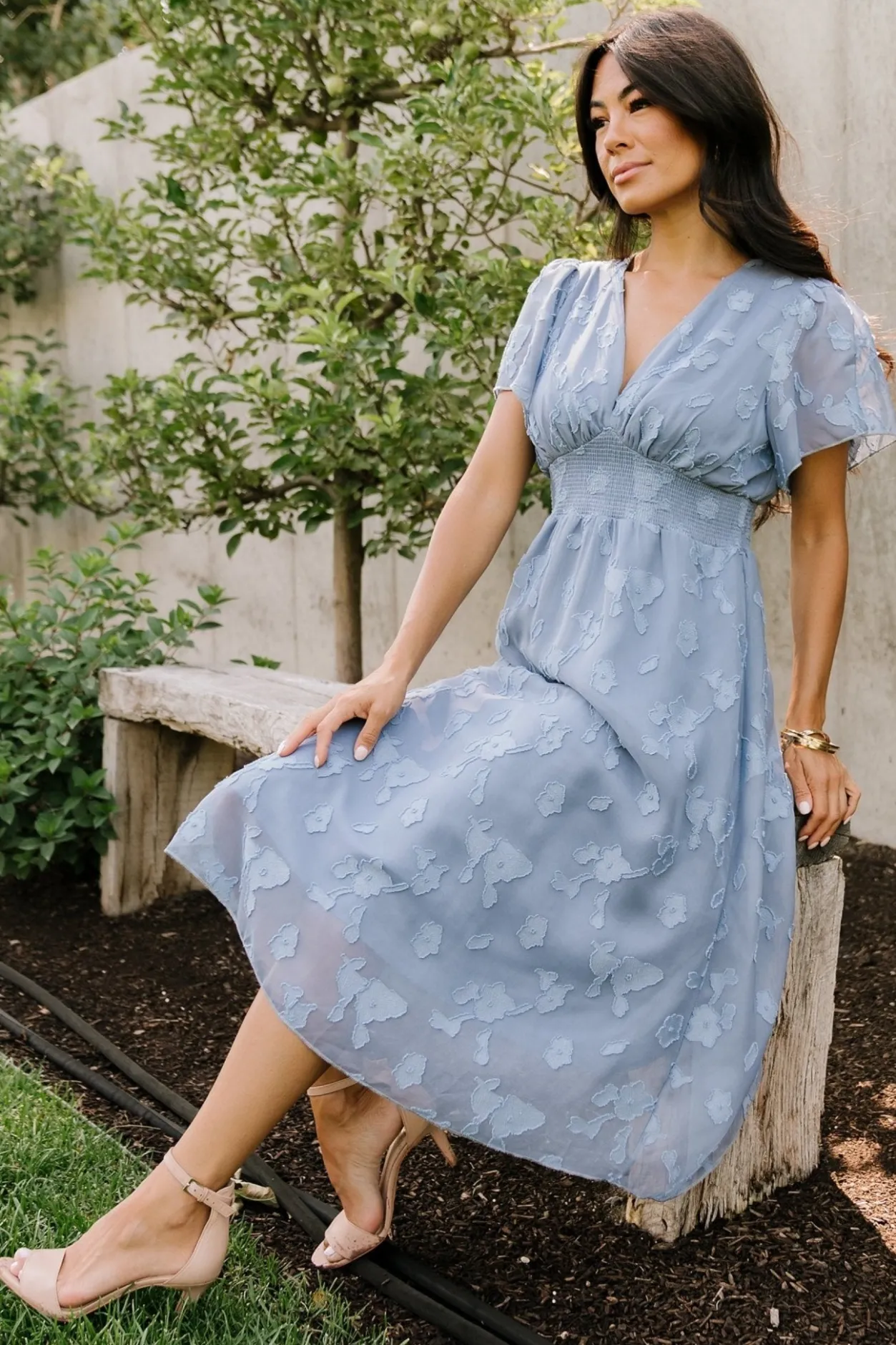 Sale Baltic Born June Smocked Midi Dress | Blue