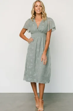 Discount Baltic Born June Smocked Midi Dress | Eucalyptus