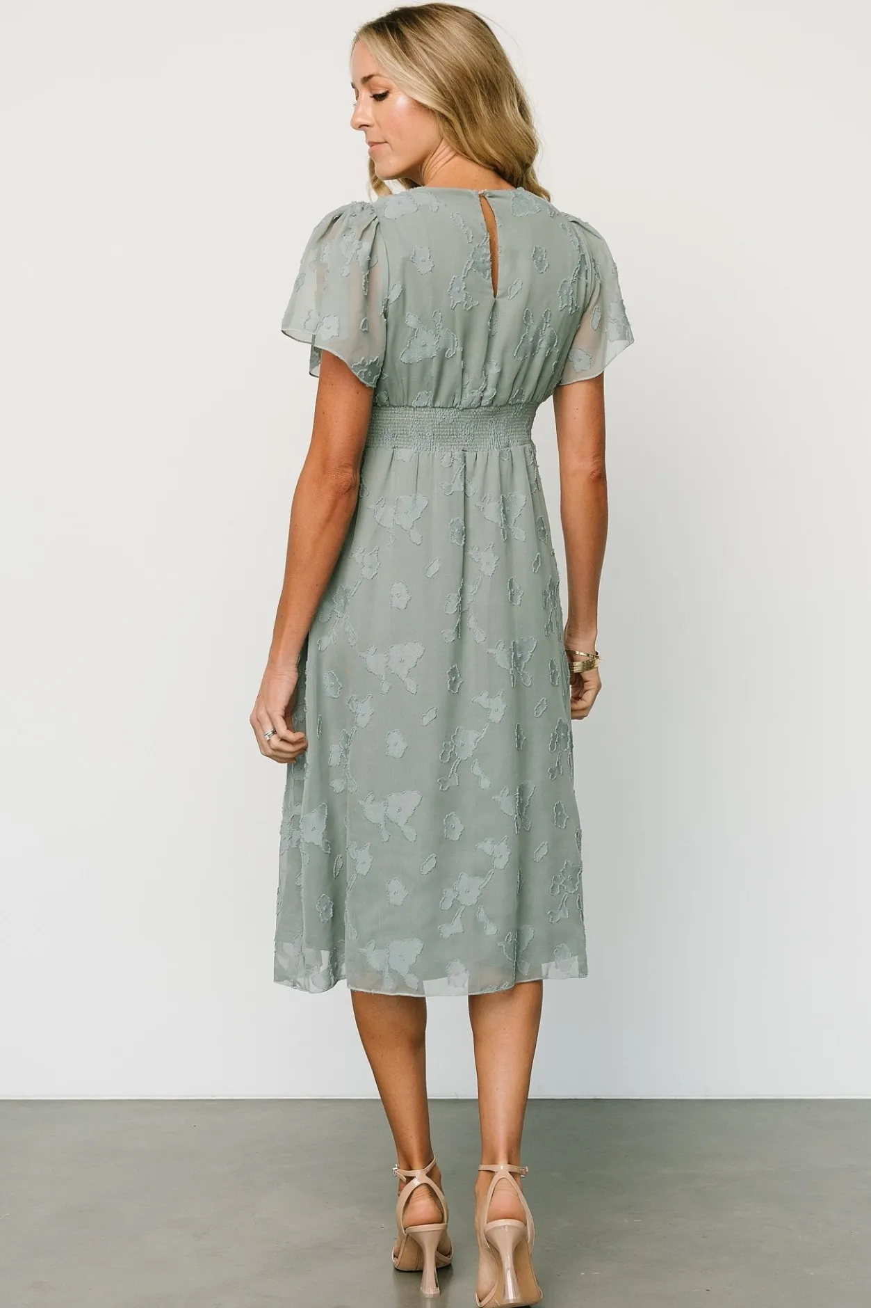 Discount Baltic Born June Smocked Midi Dress | Eucalyptus