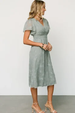 Discount Baltic Born June Smocked Midi Dress | Eucalyptus