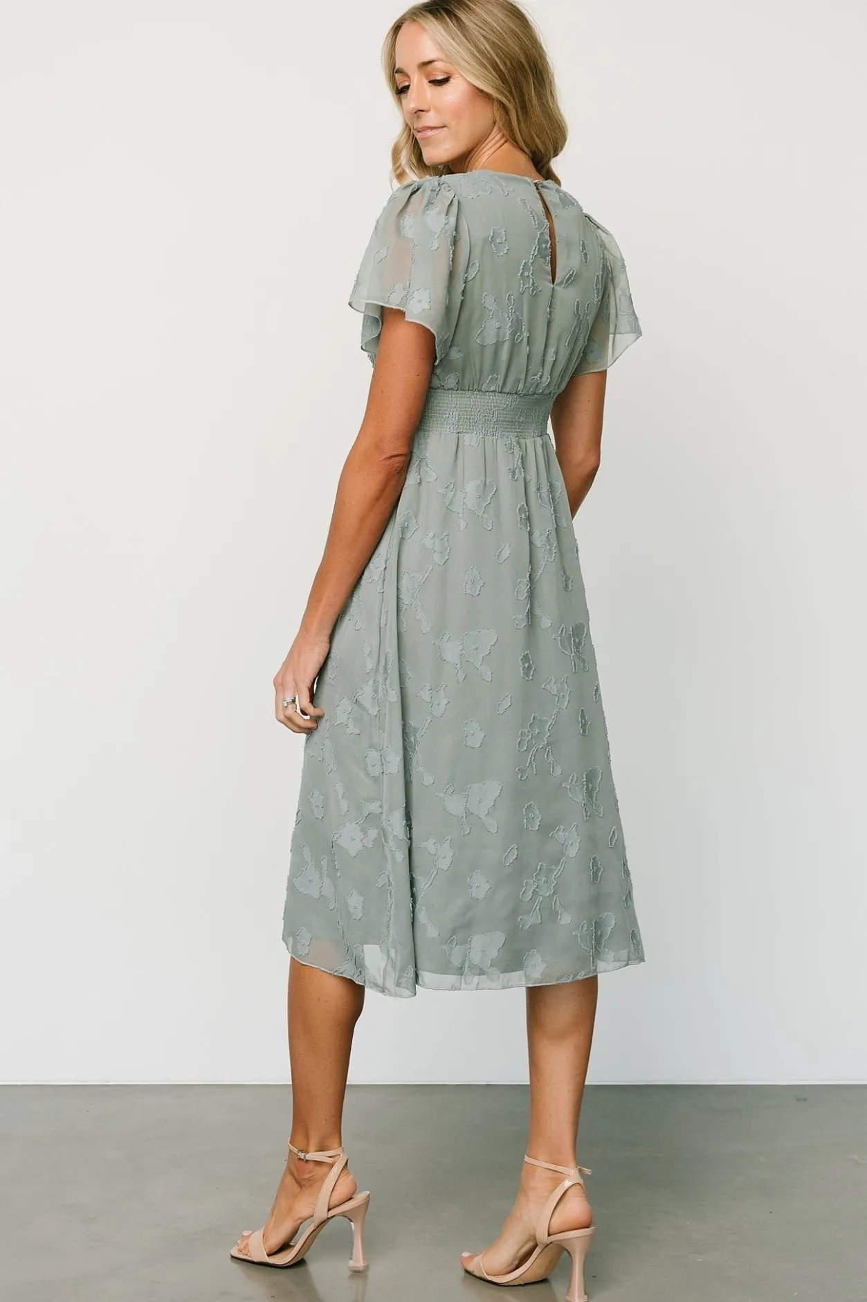 Discount Baltic Born June Smocked Midi Dress | Eucalyptus