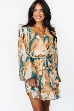 Clearance Baltic Born Juno Short Dress | Green + Gold Floral Green+GoldFloral