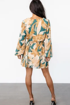 Clearance Baltic Born Juno Short Dress | Green + Gold Floral Green+GoldFloral