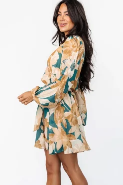 Clearance Baltic Born Juno Short Dress | Green + Gold Floral Green+GoldFloral
