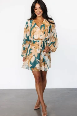 Clearance Baltic Born Juno Short Dress | Green + Gold Floral Green+GoldFloral