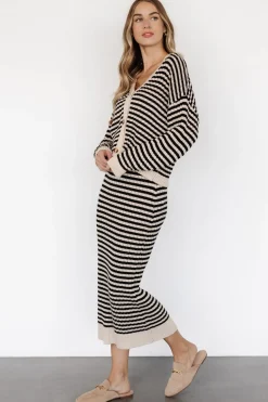 Fashion Baltic Born Justina Striped Knit Skirt | Black + Cream Black+Cream