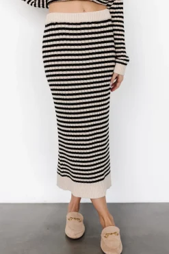 Fashion Baltic Born Justina Striped Knit Skirt | Black + Cream Black+Cream