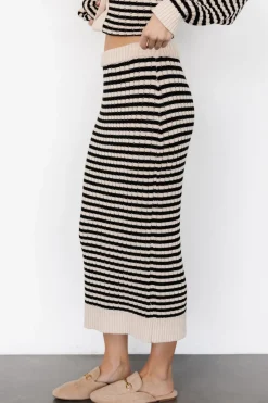 Fashion Baltic Born Justina Striped Knit Skirt | Black + Cream Black+Cream
