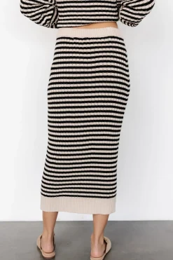 Fashion Baltic Born Justina Striped Knit Skirt | Black + Cream Black+Cream