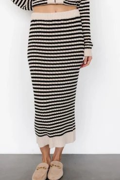 Fashion Baltic Born Justina Striped Knit Skirt | Black + Cream Black+Cream
