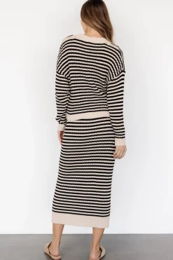 Fashion Baltic Born Justina Striped Knit Skirt | Black + Cream Black+Cream