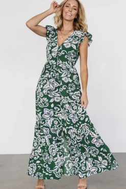 Outlet Baltic Born Kaia Button Maxi Dress | Green Print GreenPrint